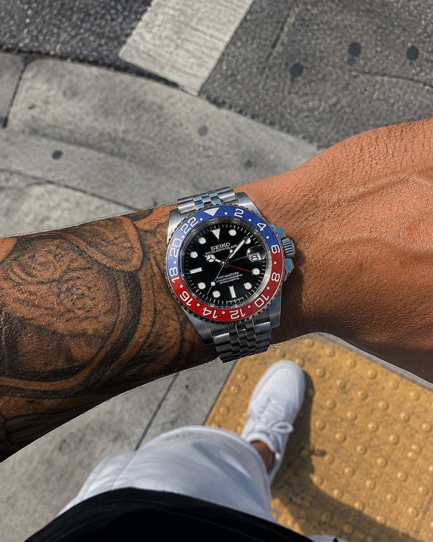 SeikGMT Pepsi on the wrist